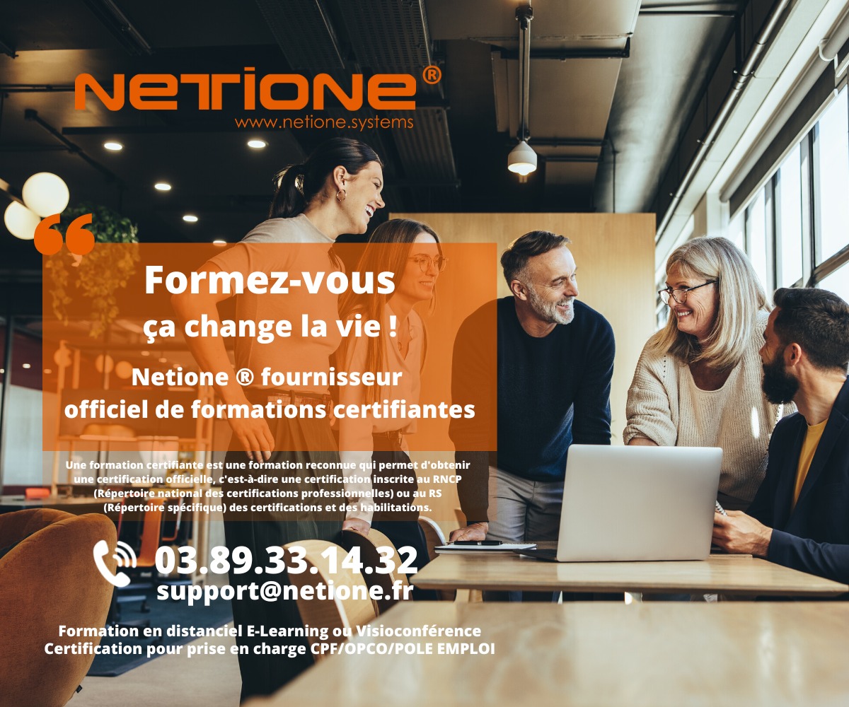 Netione fournisseur officiel de connaissances avec plus de 2000 formations disponibles - E-learning