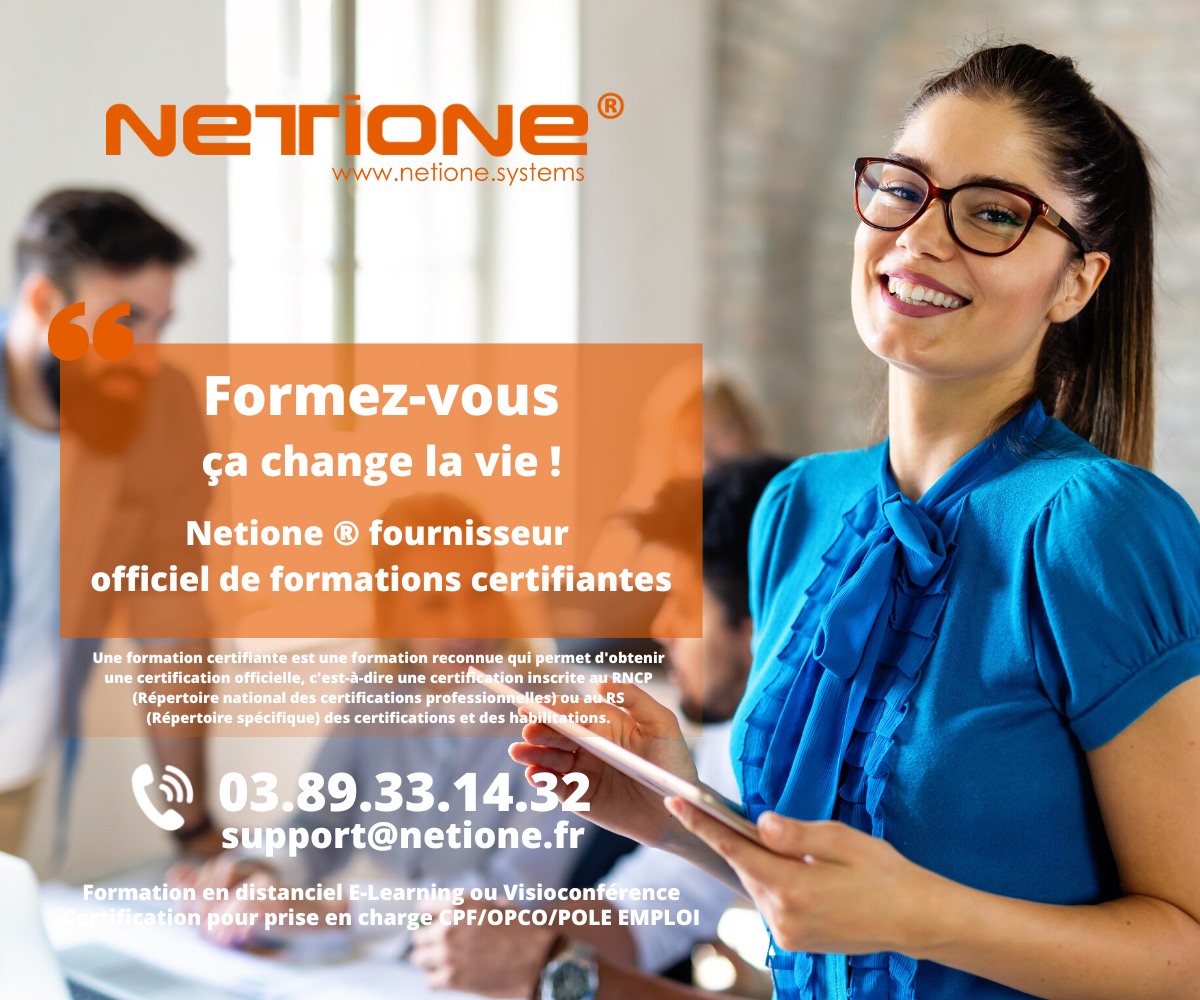 Netione fournisseur officiel de connaissances avec plus de 2000 formations disponibles - Microsoft Office tous Niveaux