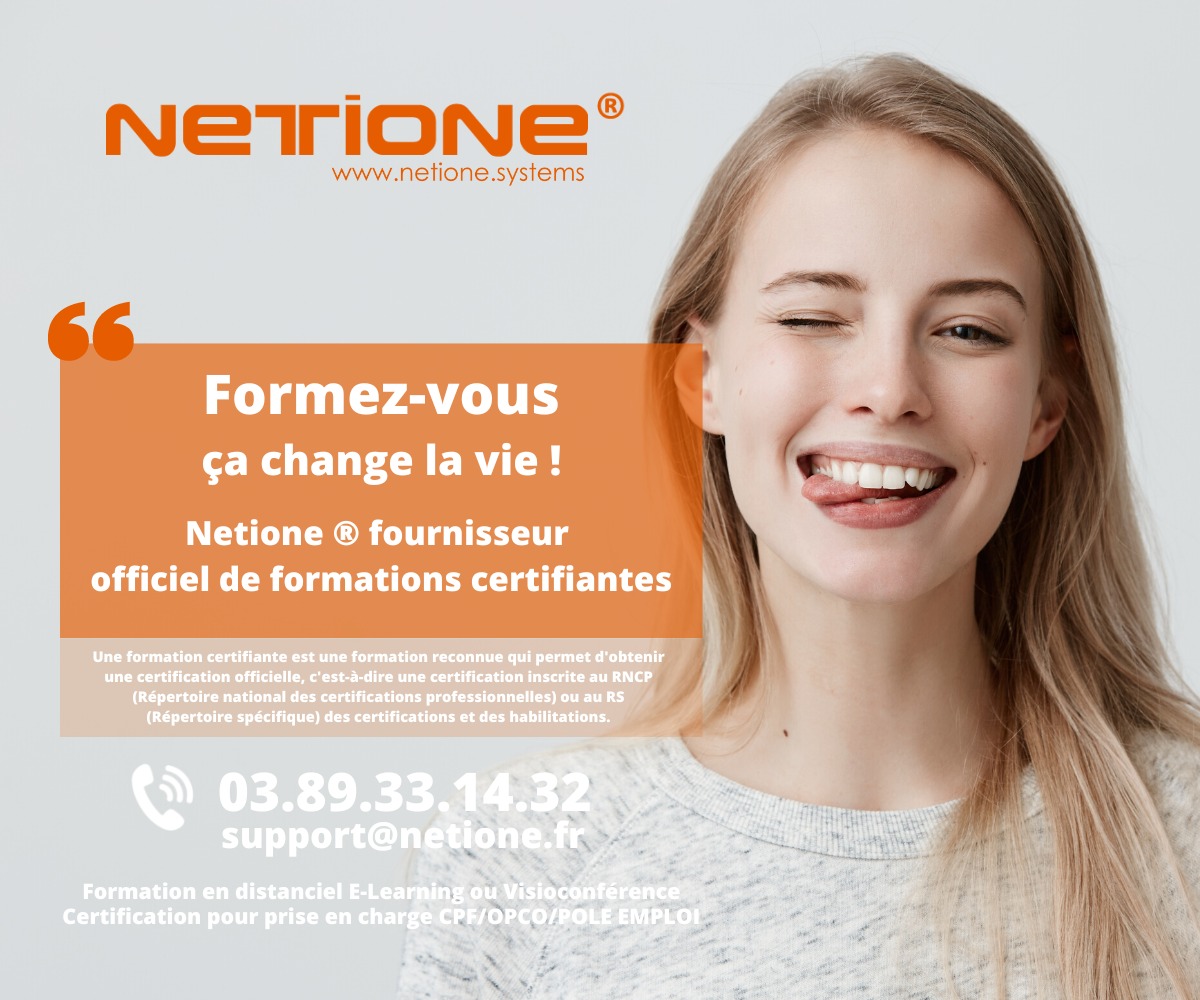 Netione fournisseur officiel de connaissances avec plus de 2000 formations disponibles - TOSA, ICDL, BRIGHT LANGUAGE, MANITUDE
